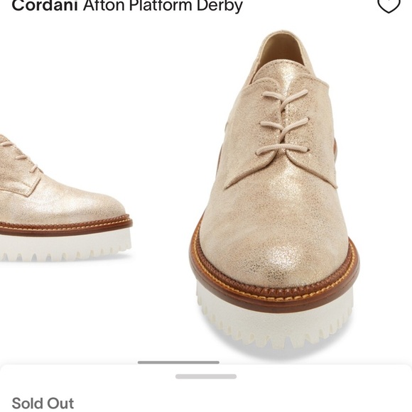 CORDANI Afton Platform Derby Gold Lace Up Loafer EU 41 Almond Toe NWOT Nordstrom - Picture 11 of 12